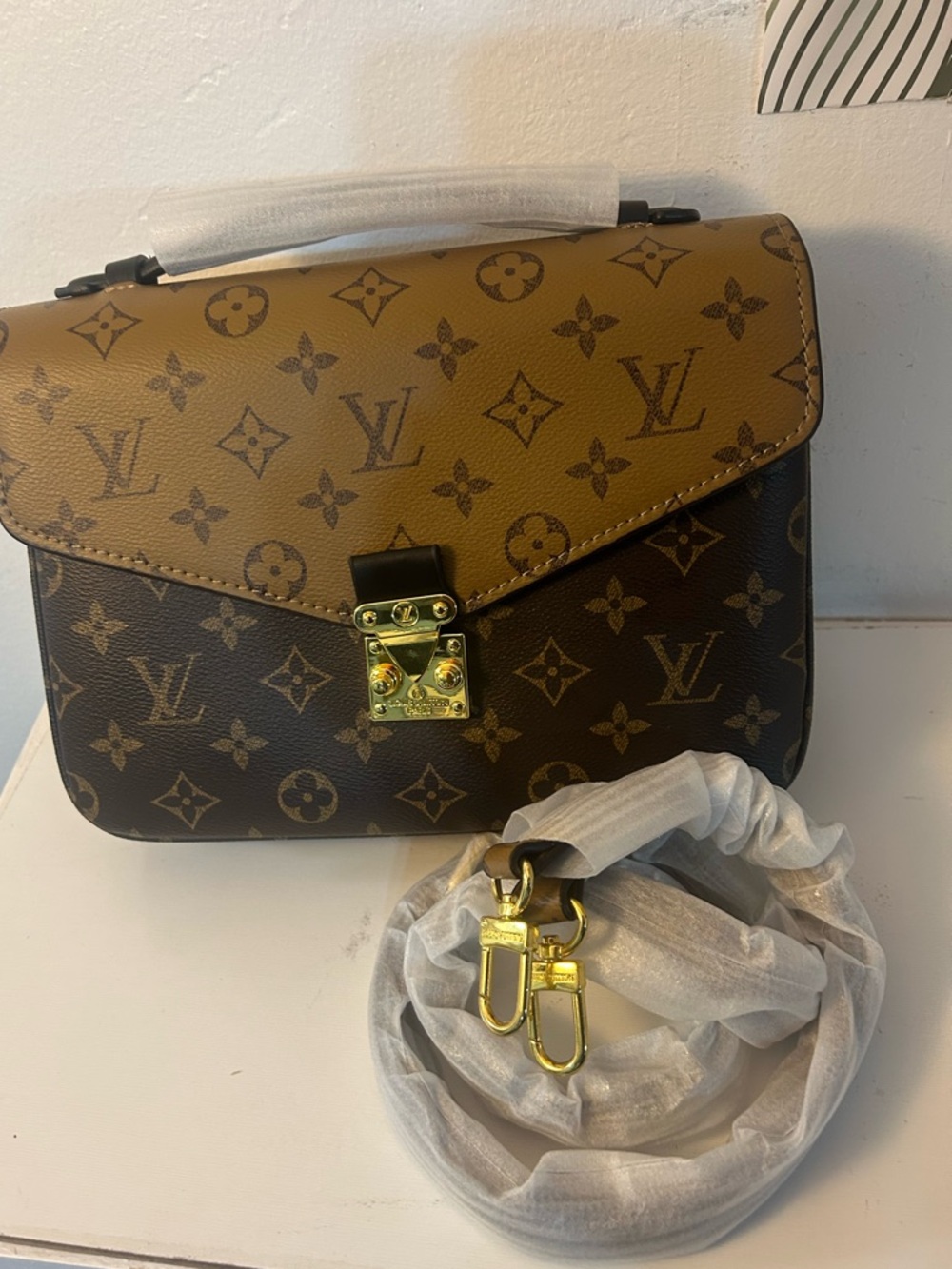 Louis Vuitton Two-Tone Monogram Satchel in Brown and Caramel